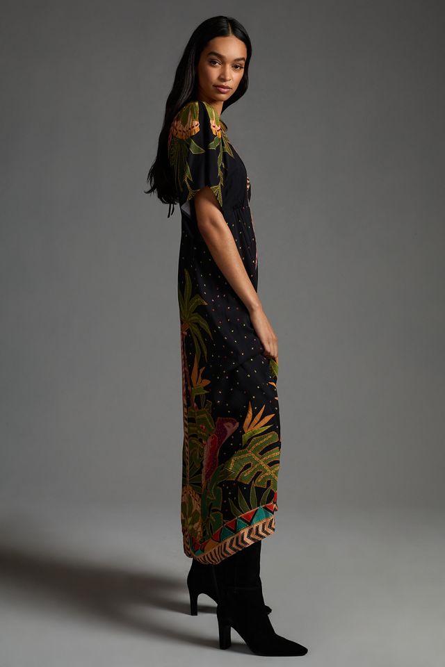 Farm x Anthropologie Printed V-Neck Maxi Dress #3