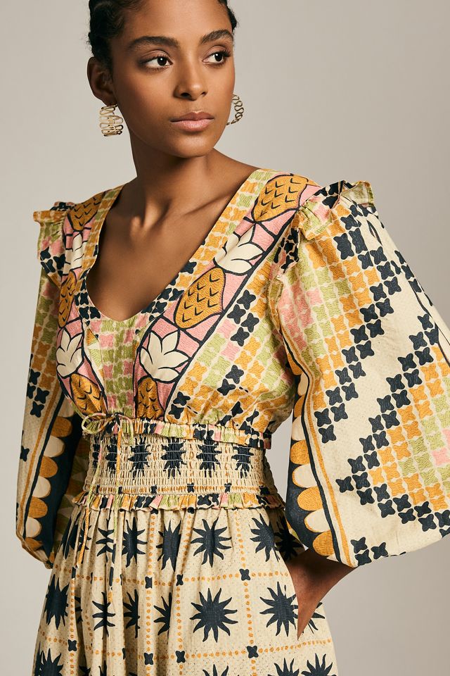 Farm Rio Tropical Sunshine V-Neck Dress #2