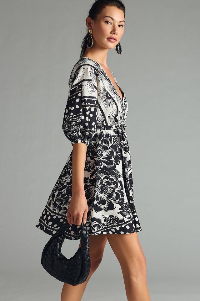 Black and 2025 white anthropologie dress