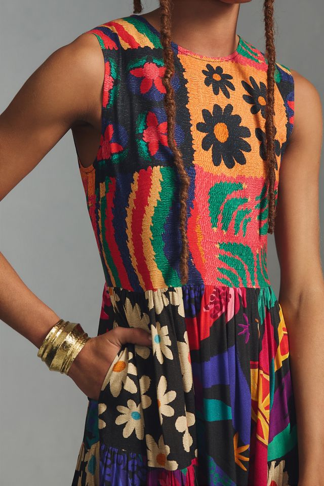 Farm Rio Sleeveless Patchwork Print Dress