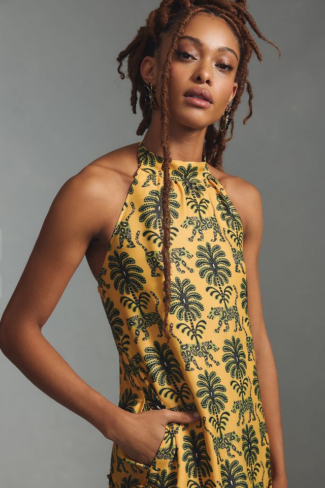 Farm Rio Satin Halter Dress