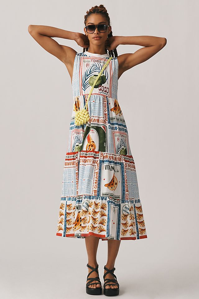 Farm Rio Printed Collage Sleeveless Dress | Anthropologie
