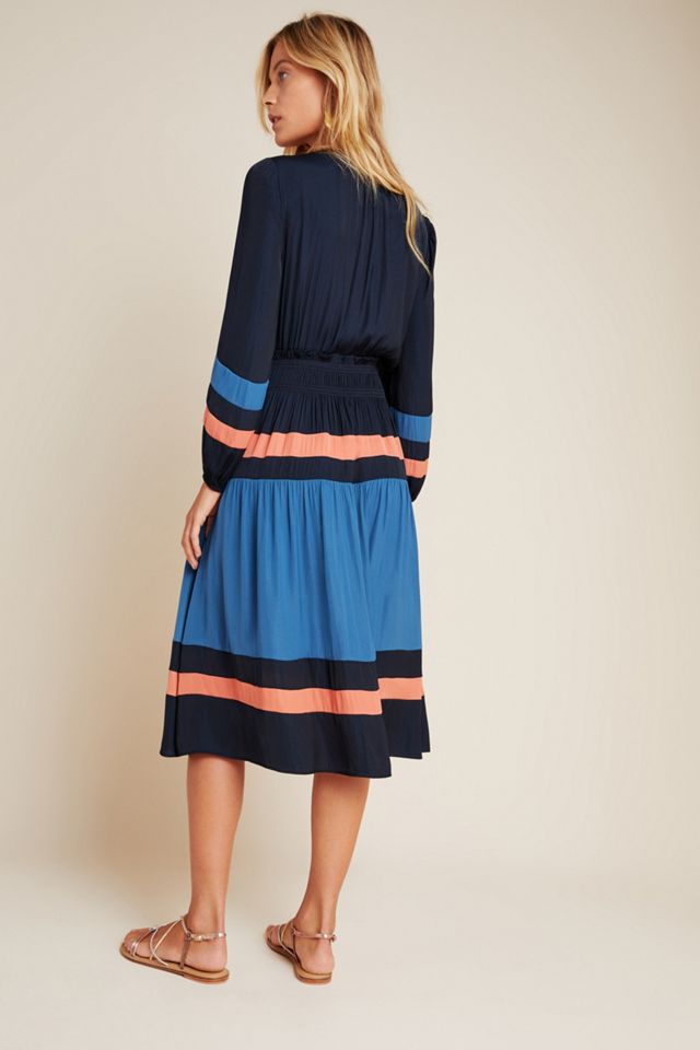 knee length dresses for ladies New Anthropologie Rare "Montage Midi Dress" by Niki Mahajan, Size 8, O   The Mustard Dandelion