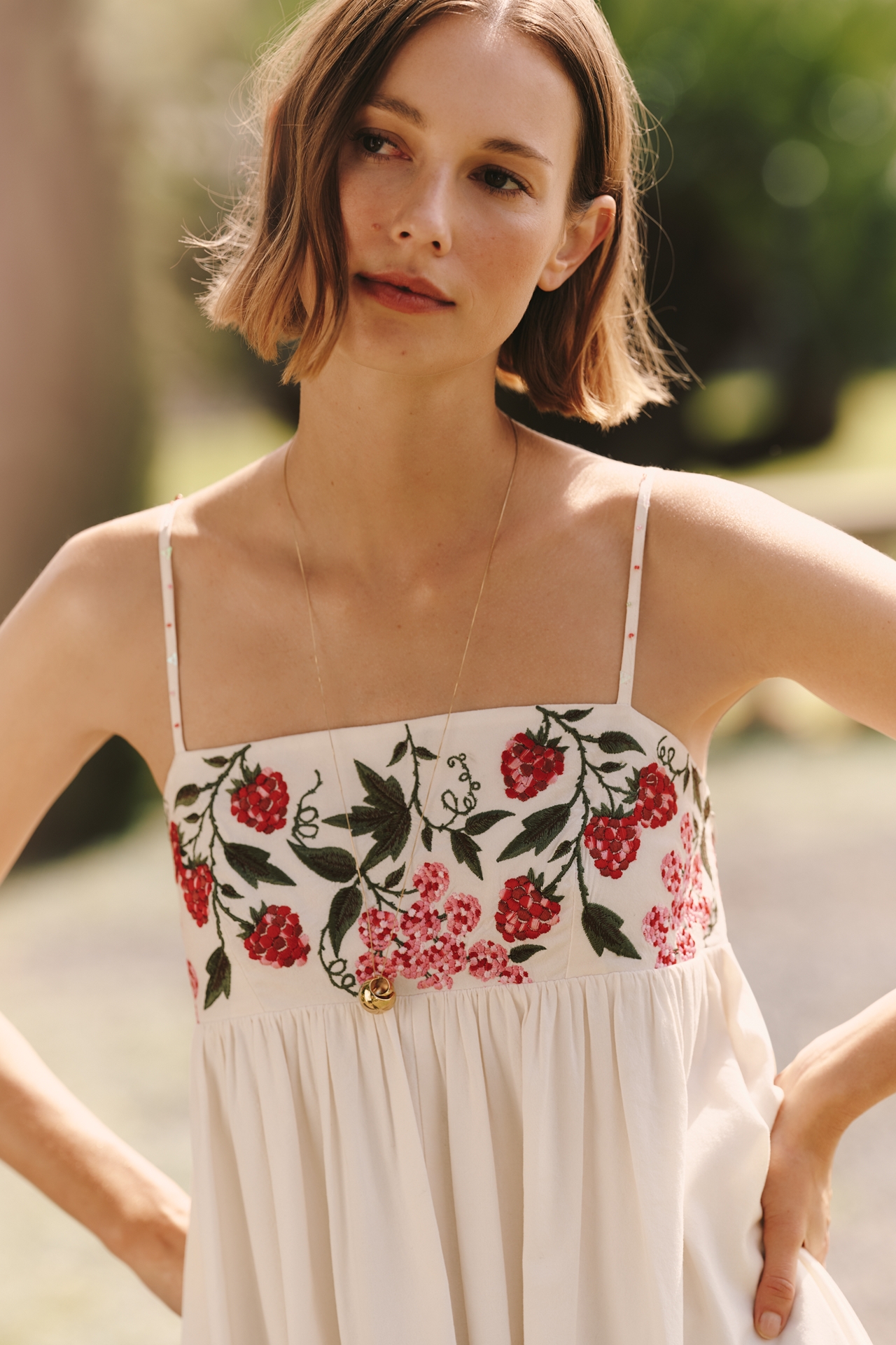 By Anthropologie Embroidered Mini Bubble Dress