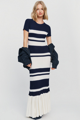 Maeve Ruffle-Hem Sweater Midi Dress by Anthropologie