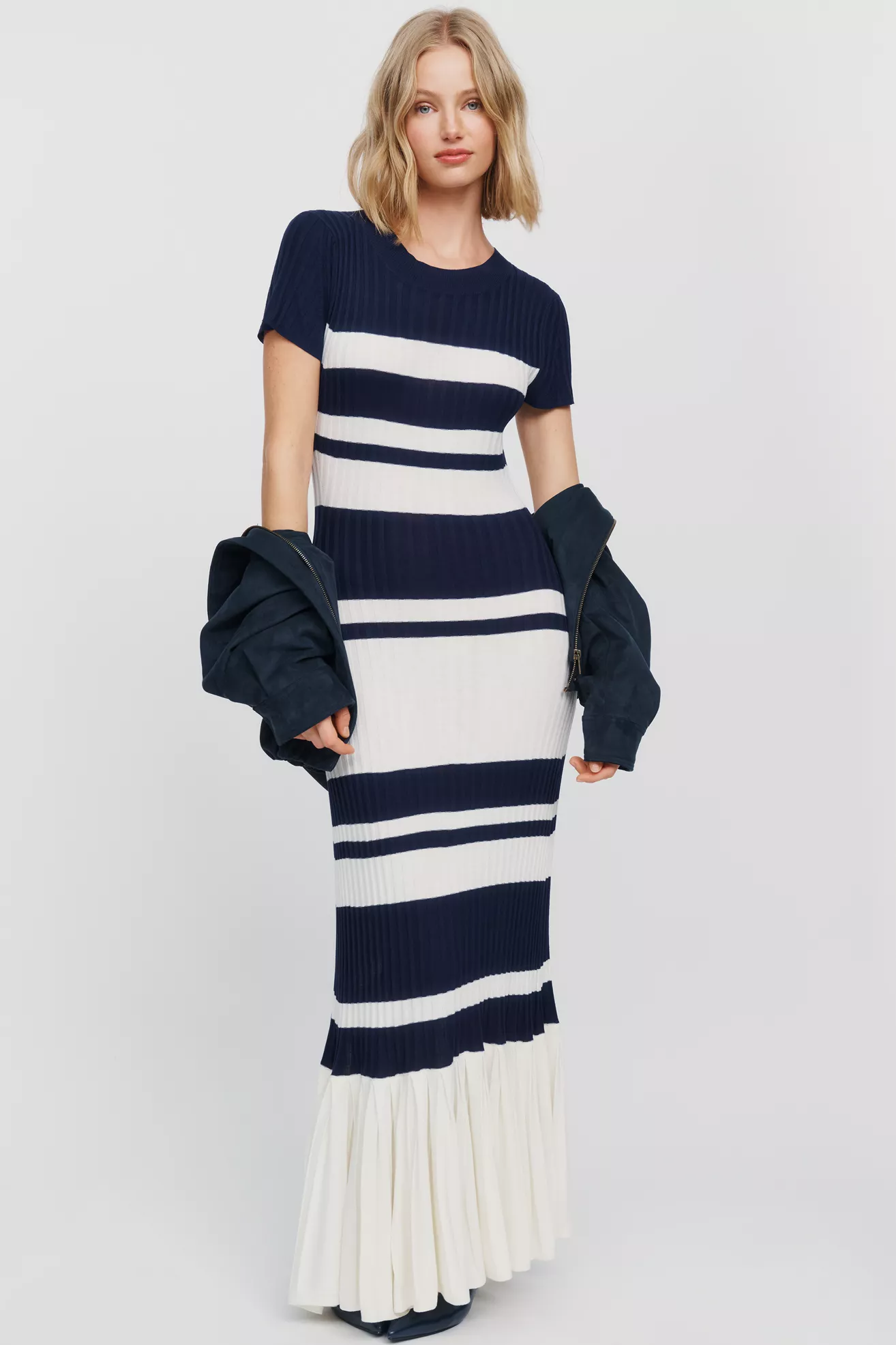 Maeve Ruffle-Hem Sweater Midi Dress