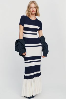 Maeve Ruffle-Hem Sweater Midi Dress