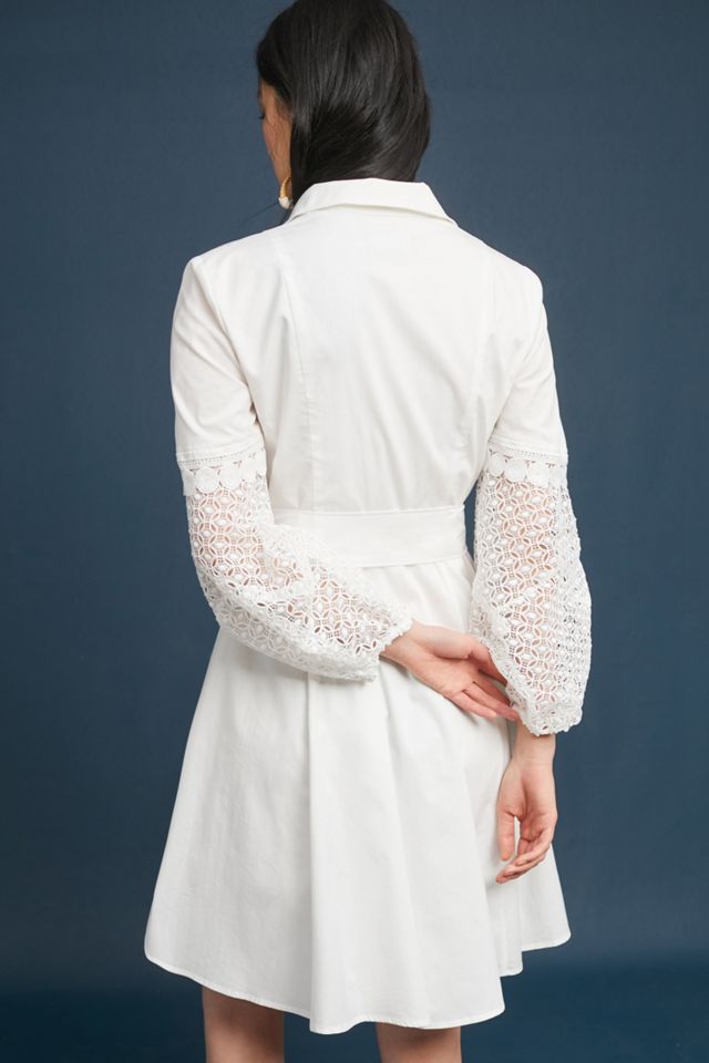 Crocheted Poplin Shirtdress | Anthropologie