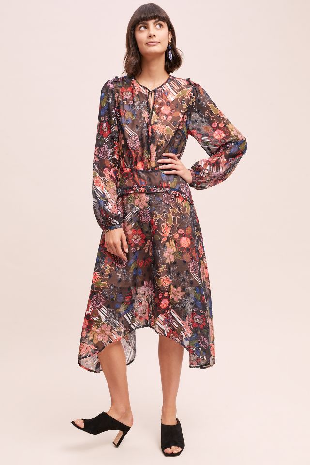 Graphic Floral Midi Dress | Anthropologie UK