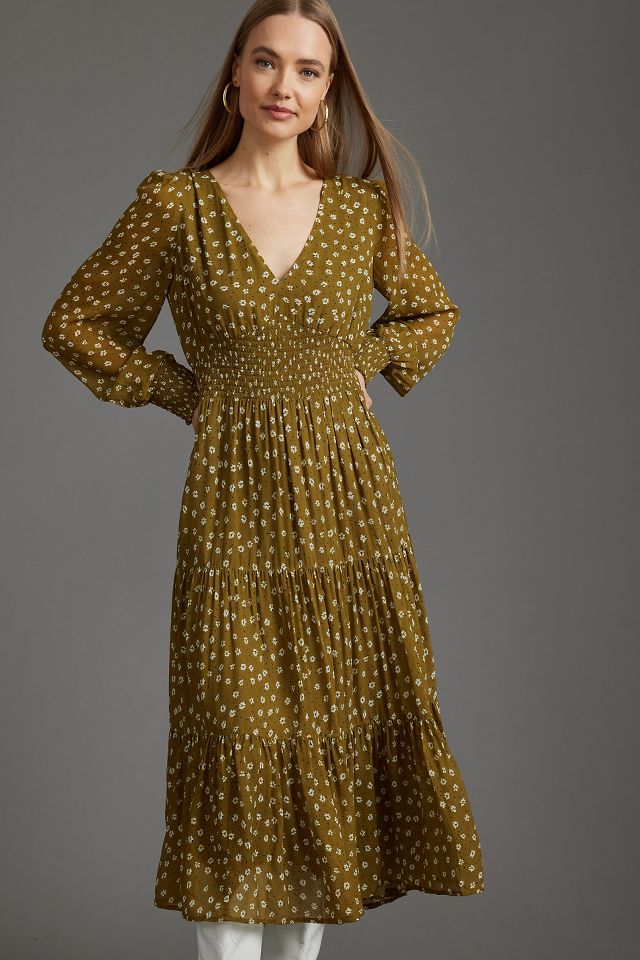 Shirred-Waist Midi Dress | Anthropologie UK