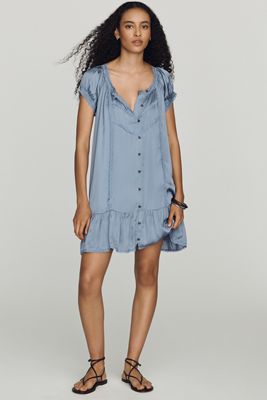 Mini-robe soyeuse à manches courtes Amber