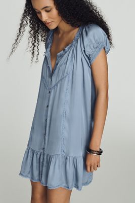 Amber Short-Sleeve Silken Mini Dress