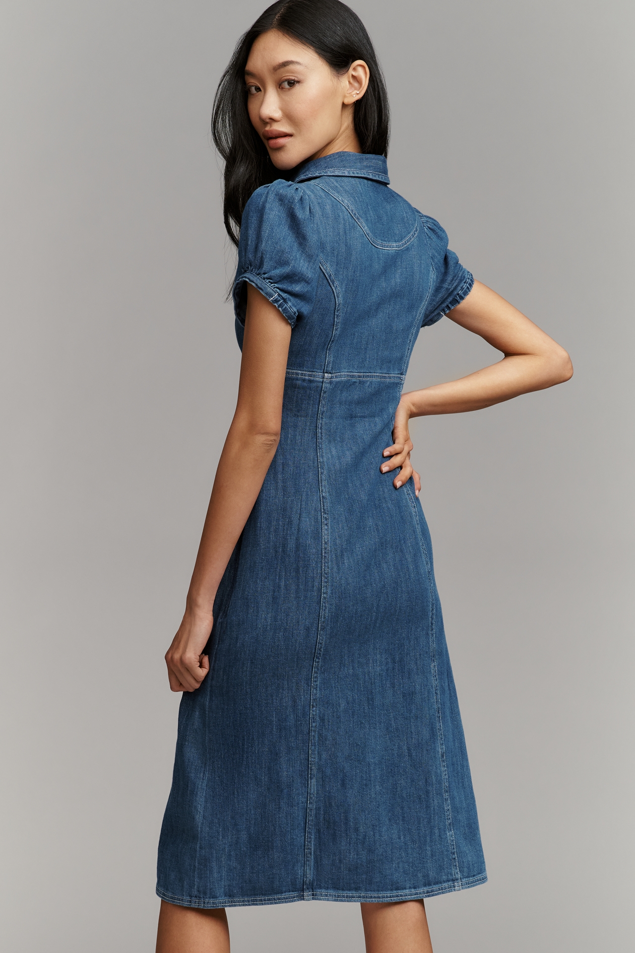 Pilcro Buttondown Denim Midi Dress