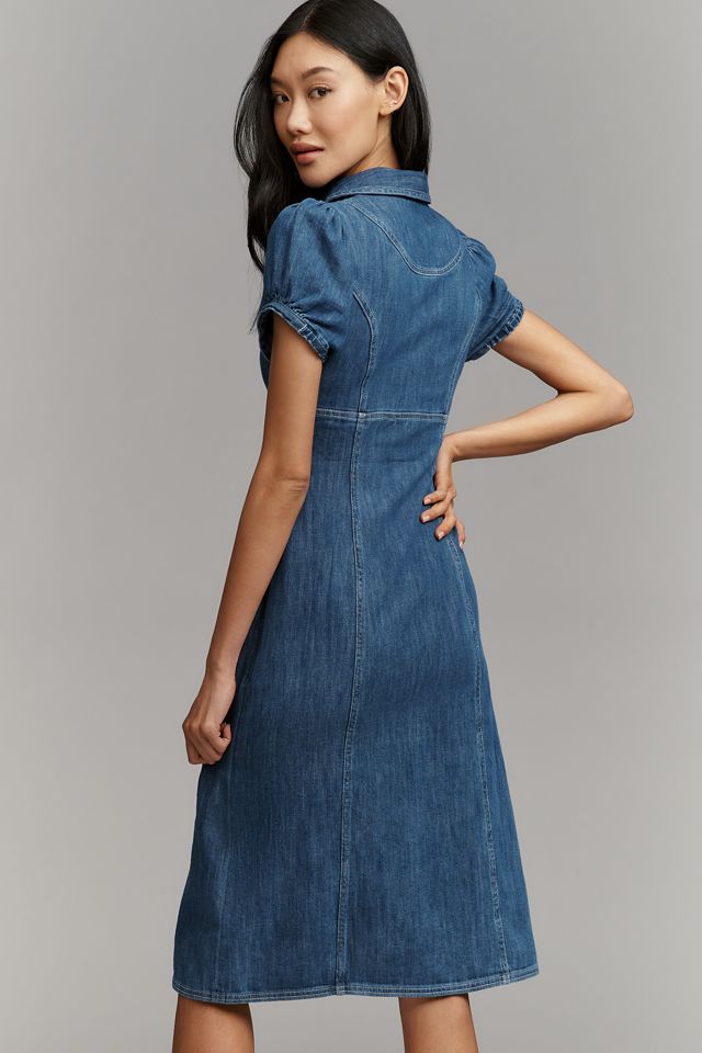 denim dress midi Courtney Pleated Denim Midi Dress
