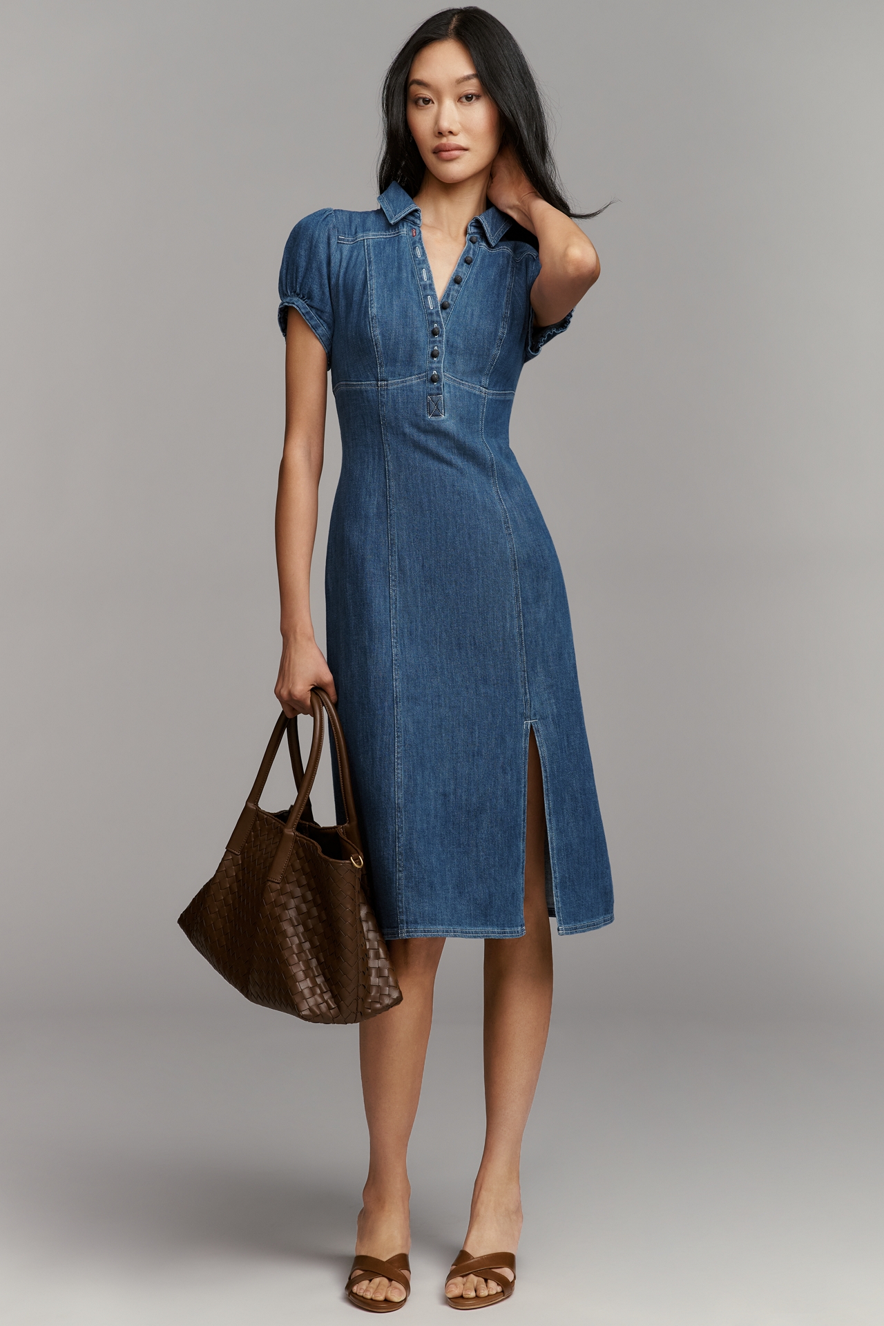 Pilcro Buttondown Denim Midi Dress