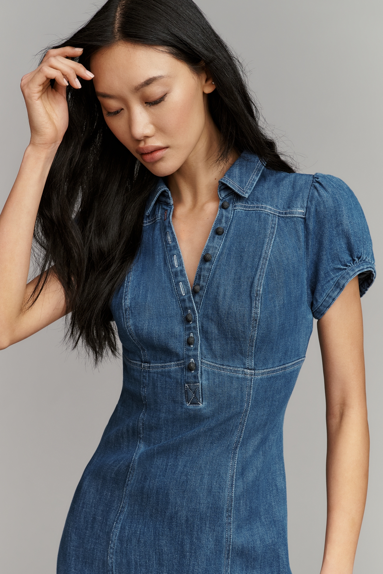 Pilcro Buttondown Denim Midi Dress