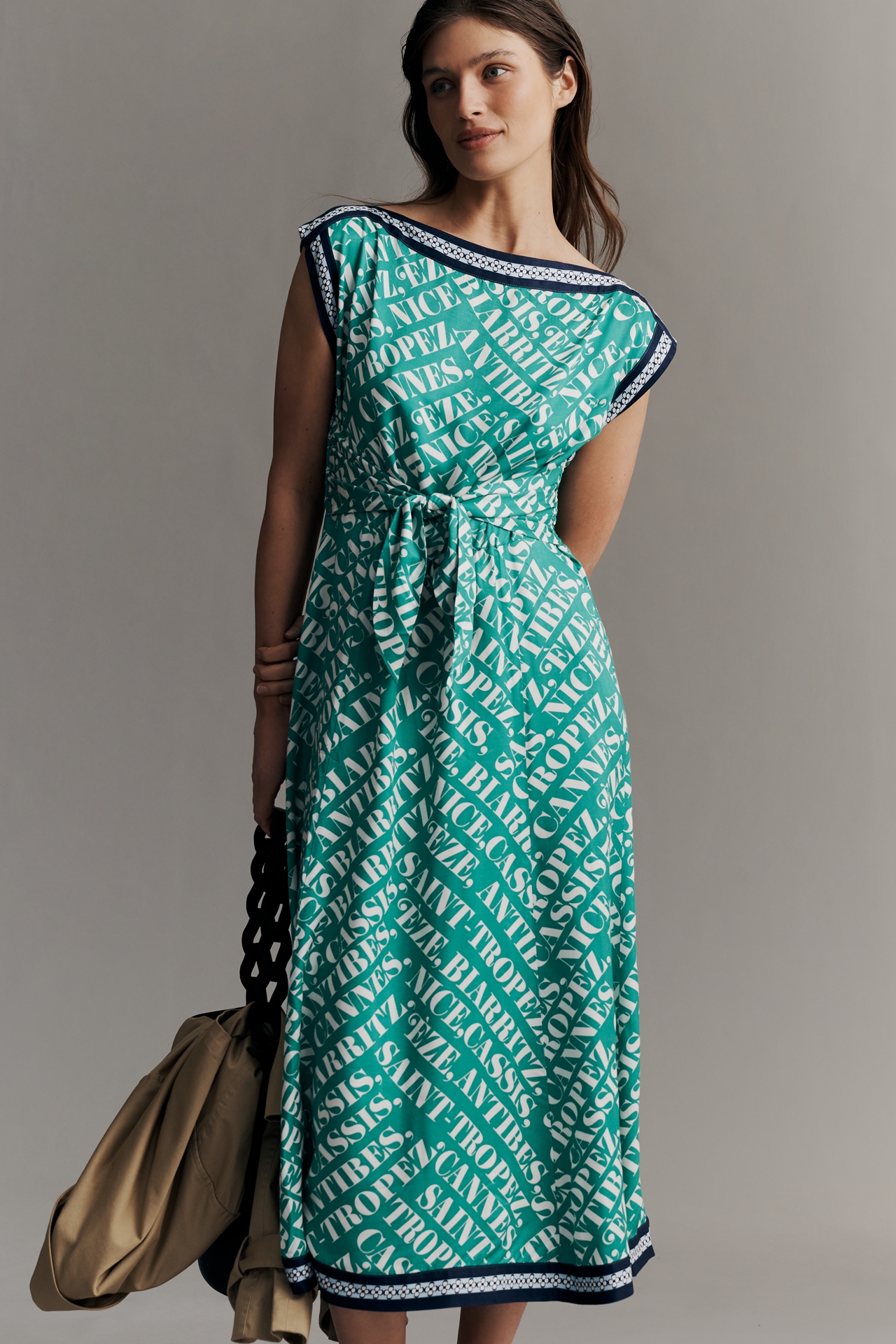 Maeve Sleeveless Hanky-Hem Midi Dress