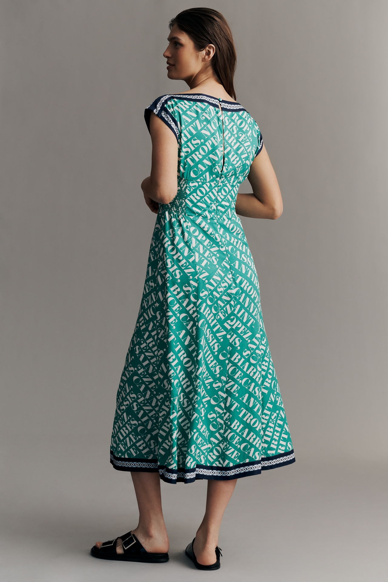 Maeve Sleeveless Hanky-Hem Midi Dress