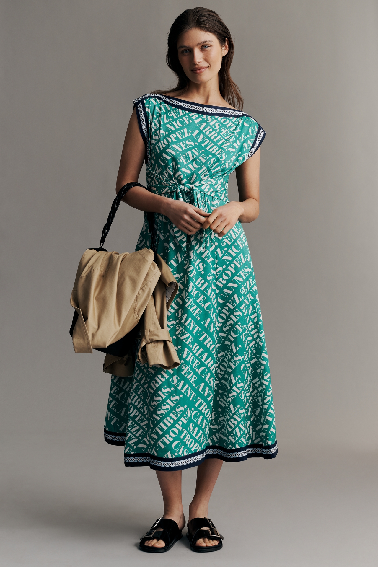 Maeve Sleeveless Hanky-Hem Midi Dress