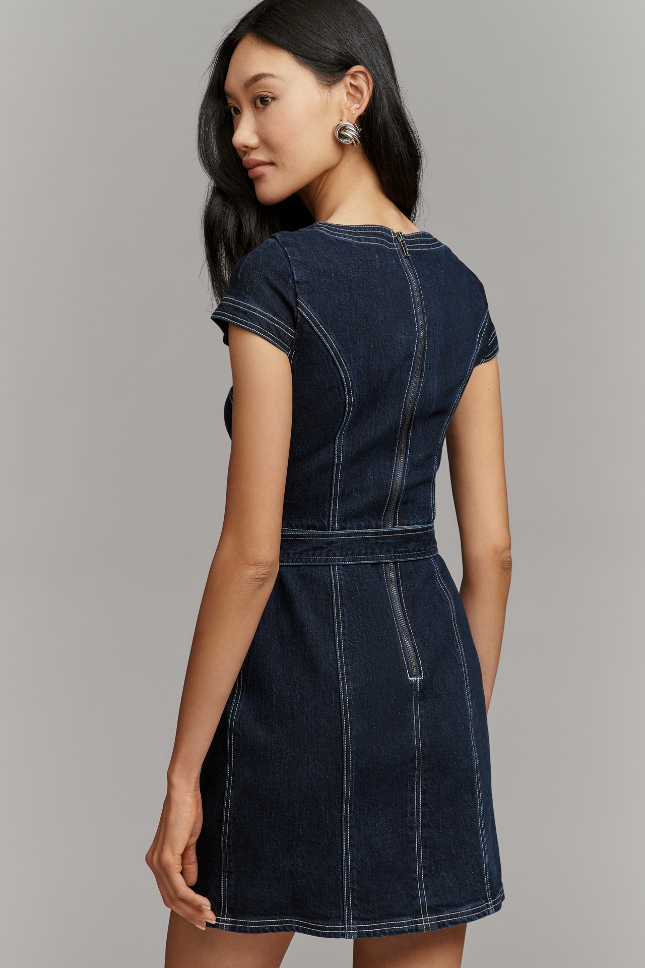 Pilcro Denim Belted Cutout Mini Dress