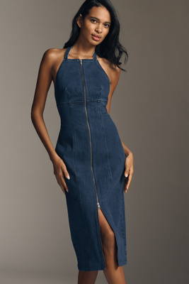 selma midi dress Ripe Selma Shirred Maternity Dress (Pale Blue)