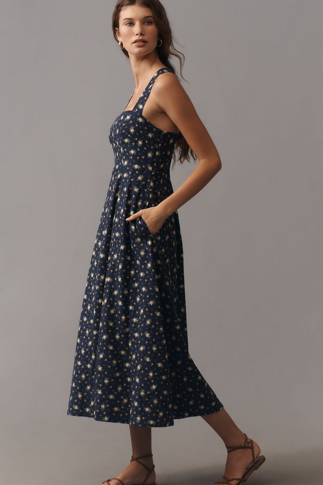 Maeve Printed A-Line Halter Midi Dress #3