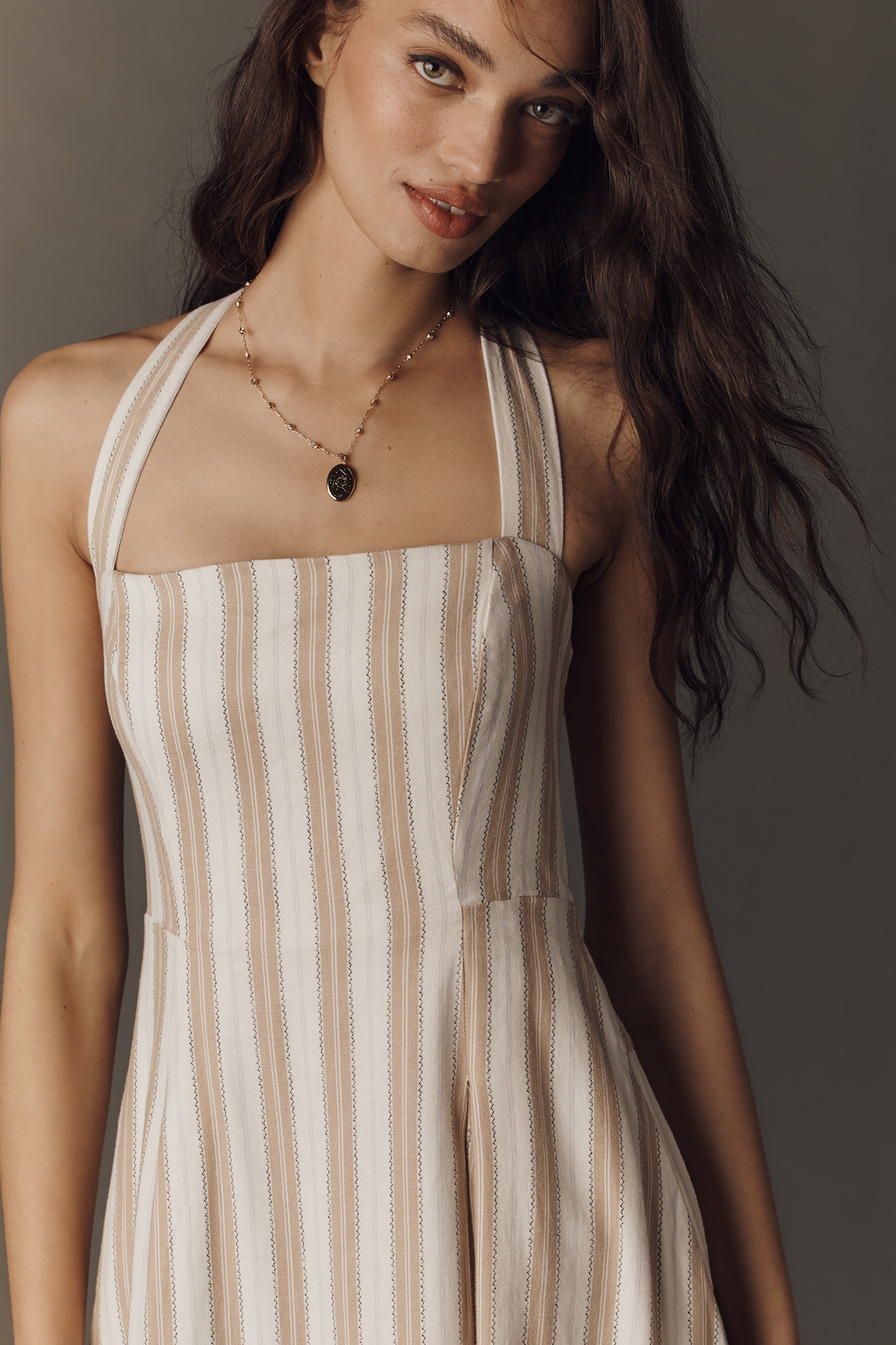 Maeve Printed A-Line Halter Midi Dress