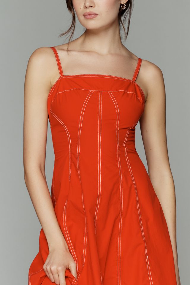open lace back dress Balloon Sleeve Dress in Cotton Poplin Persimmon / 2