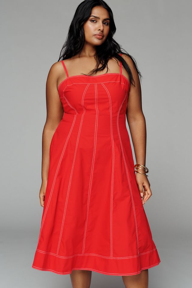 Marin Cotton Poplin Midi Dress by Pilcro | Anthropologie