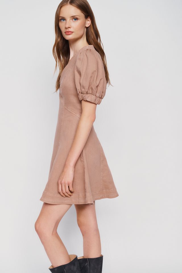 Calder Puff-Sleeve Denim Mini Dress #2