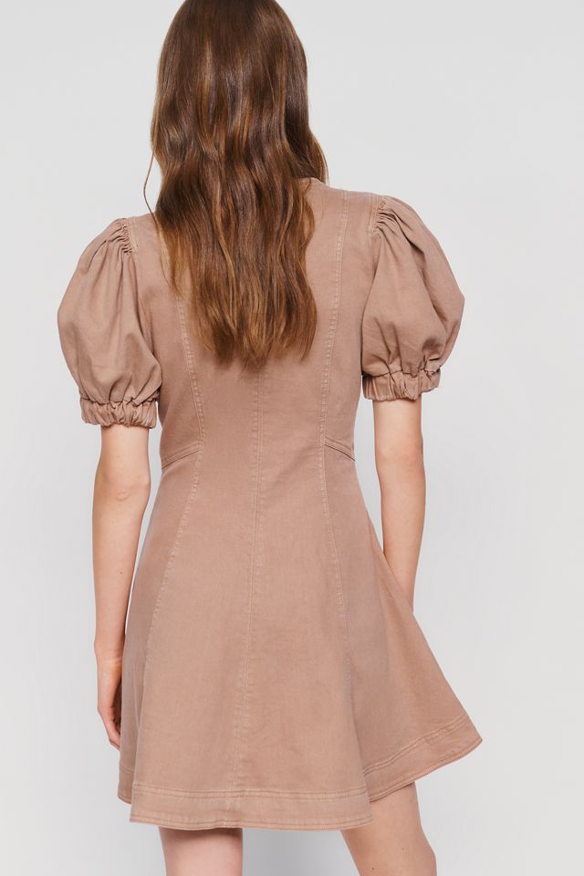 Calder Puff-Sleeve Denim Mini Dress #3