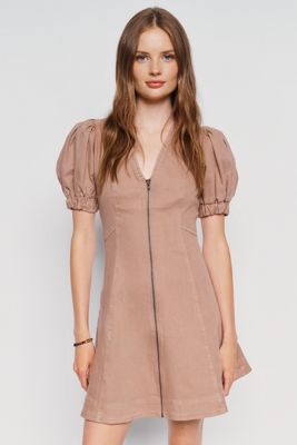 Calder Puff-Sleeve Denim Mini Dress