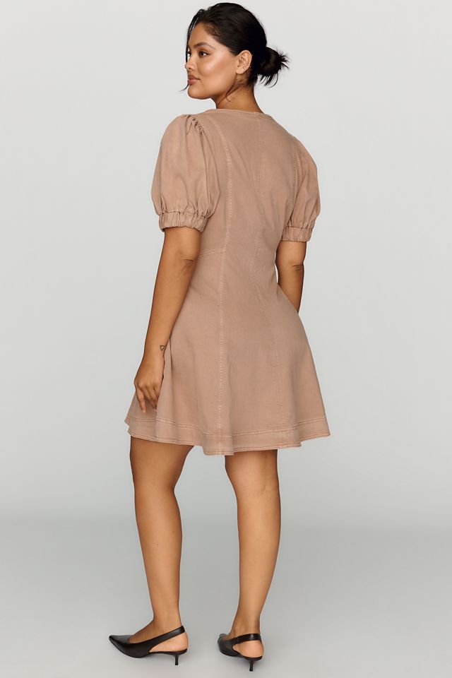 Calder Puff-Sleeve Denim Mini Dress #6