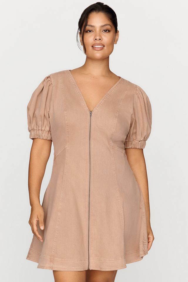 Calder Puff-Sleeve Denim Mini Dress #7