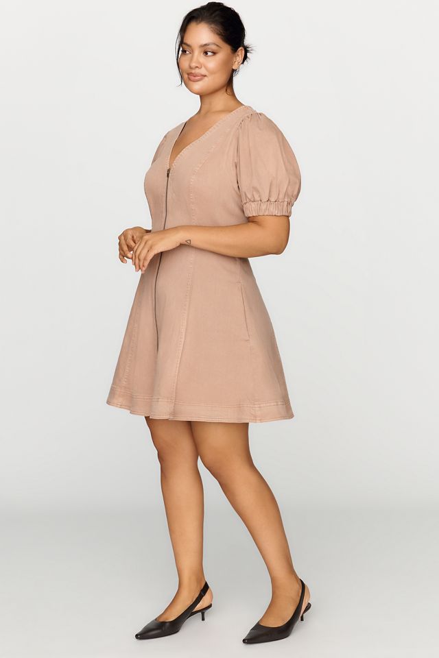 Calder Puff-Sleeve Denim Mini Dress #4