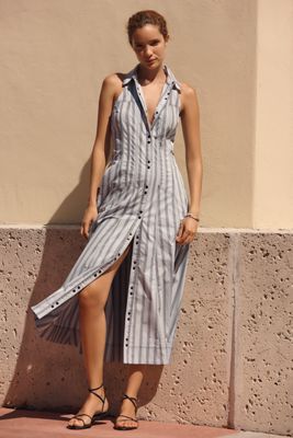 By Anthropologie Halter V-Neck Fit & Flare Midi Dress | Anthropologie UK