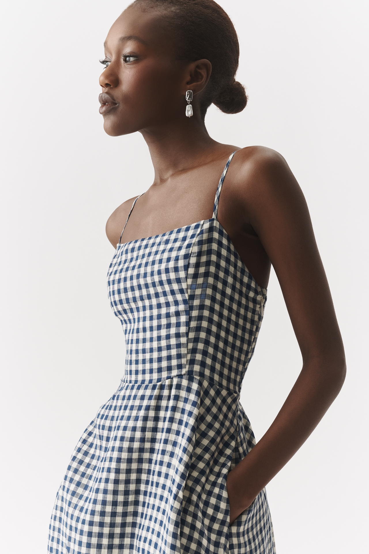 100% European Linen Strappy Midi Dress