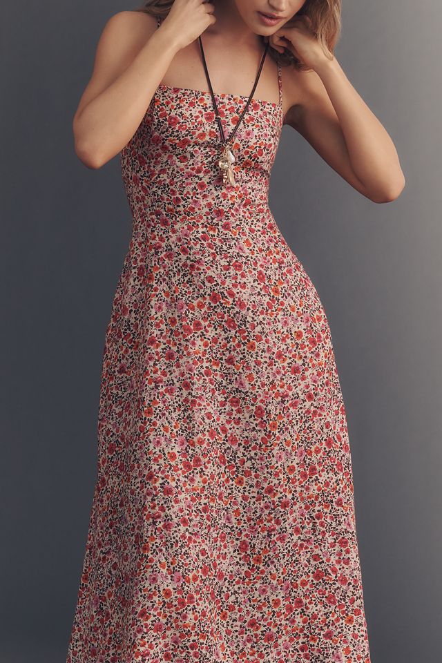 dusty pink linen dress L'Agence Mitzy Linen Midi Dress In Icy Lilac main image 1
