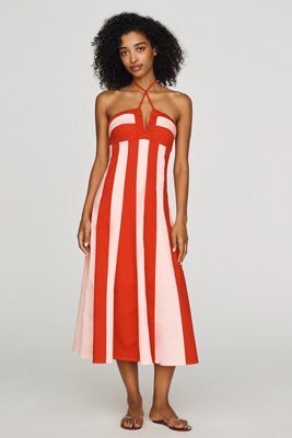 Maeve Halter Colorblock Midi Dress | Anthropologie