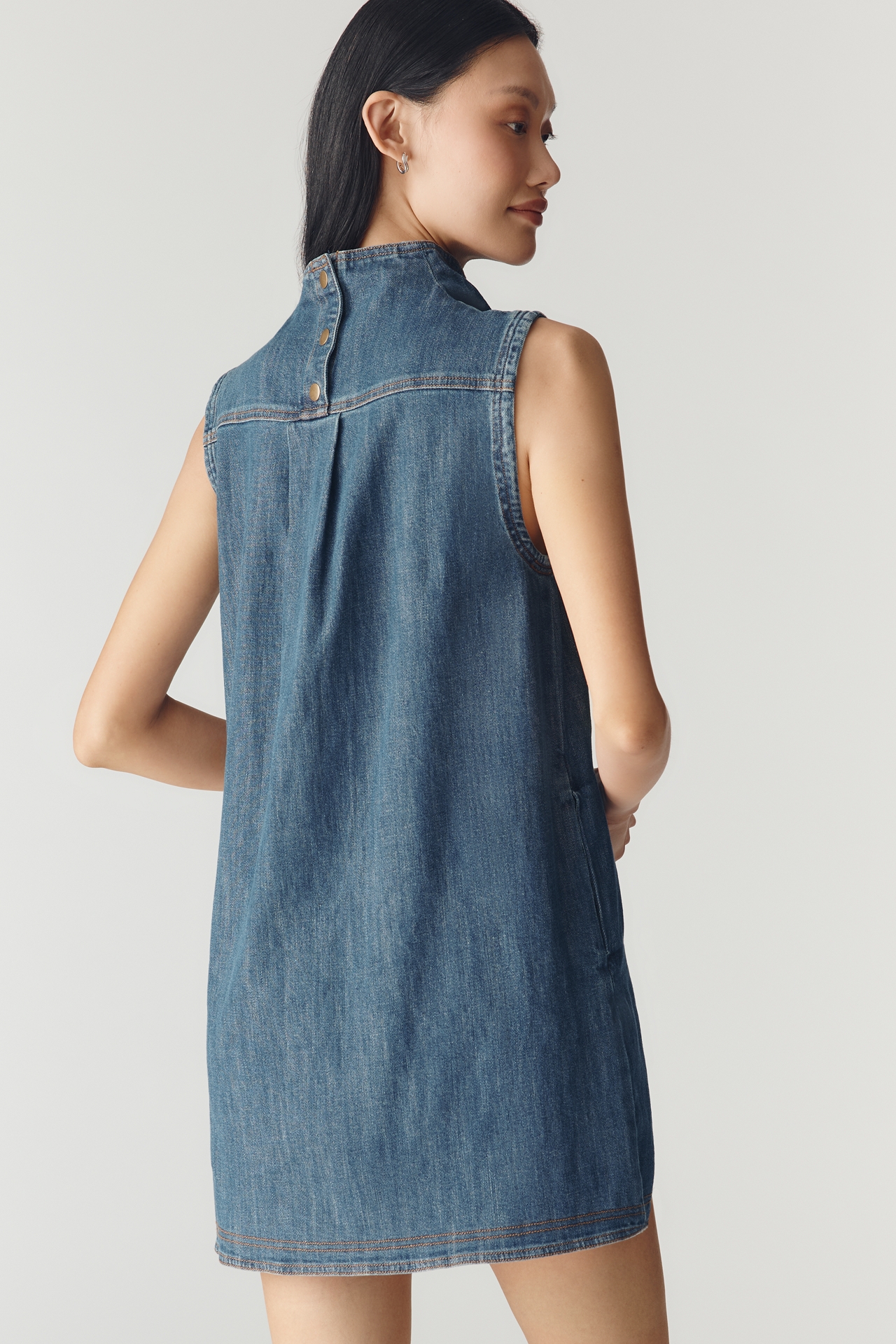 Pilcro Sleeveless Mock-Neck Denim Mini Dress