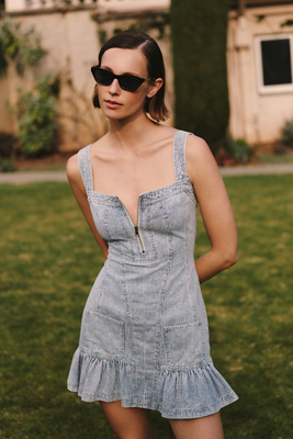 Pilcro 100% Cotton Denim Mini Dress In Blue