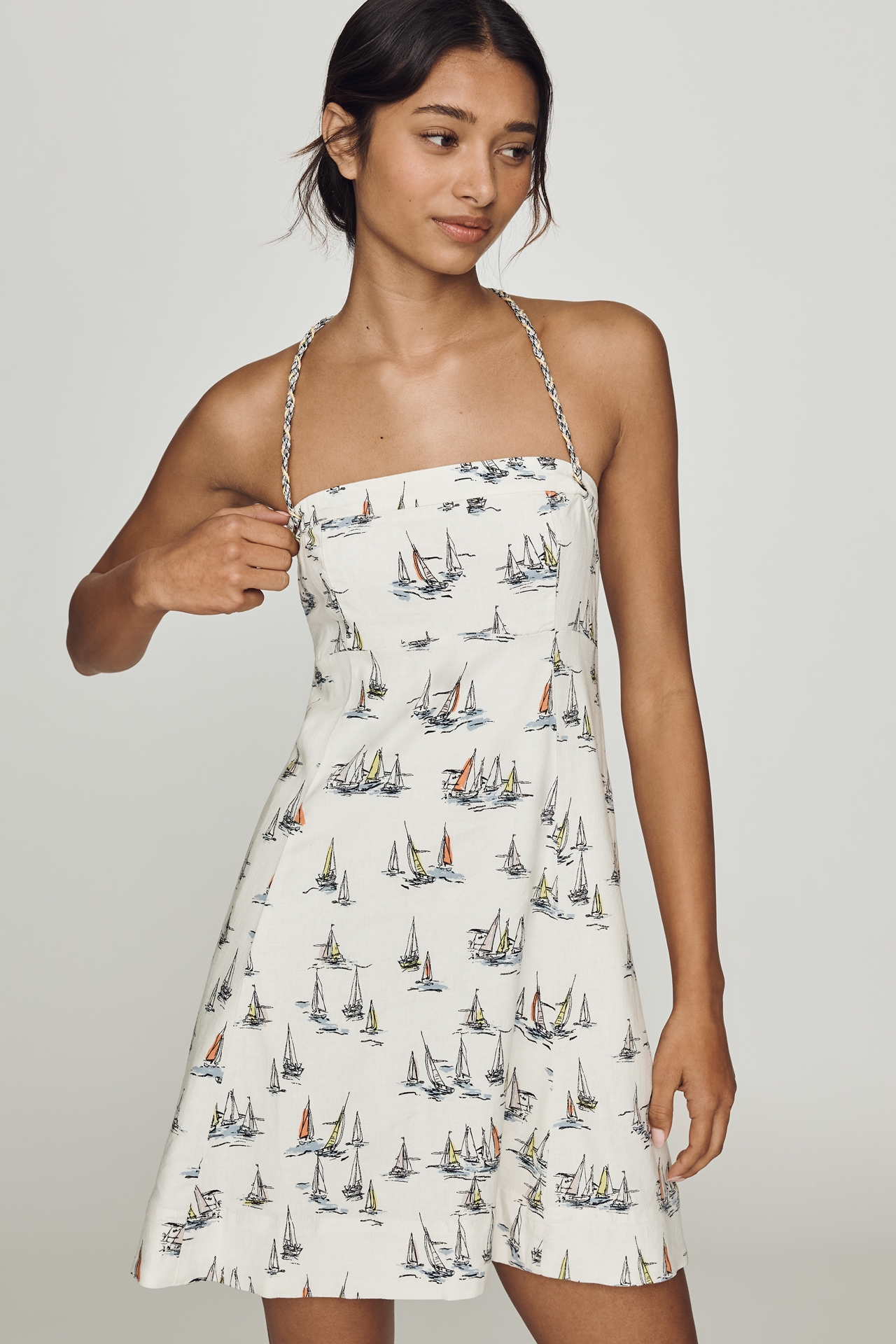 Maeve Linen Blend Mini Dress