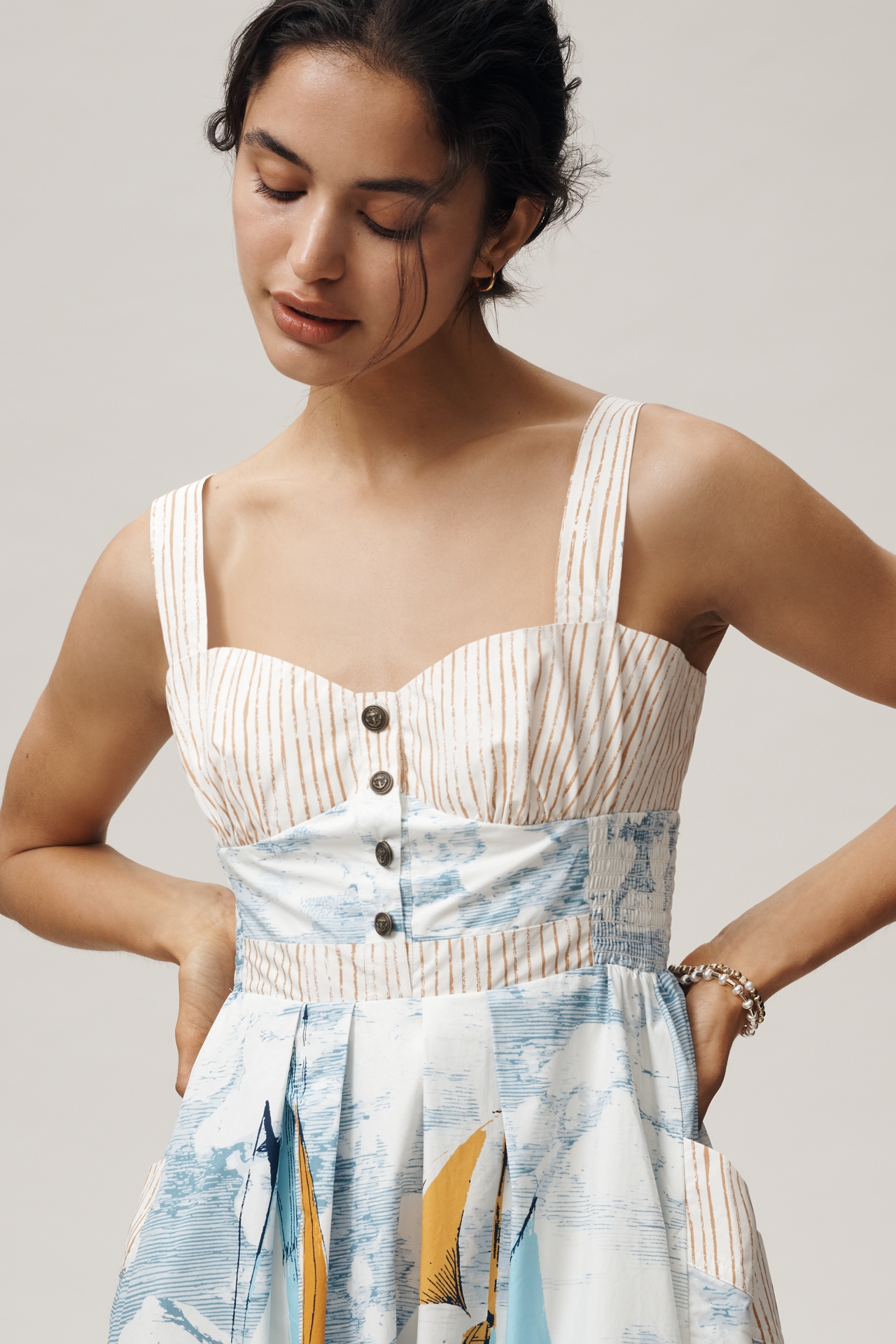 Maeve Cotton Sweetheart Midi Dress