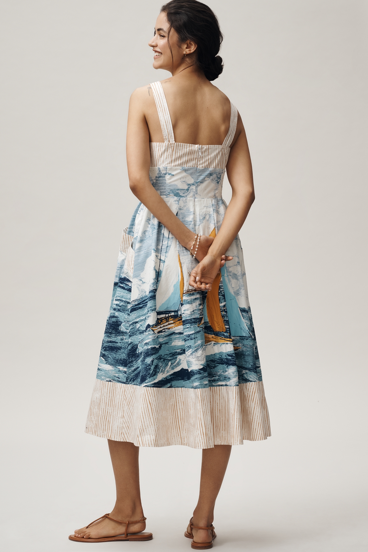 Maeve Cotton Sweetheart Midi Dress