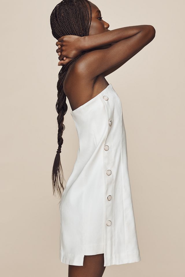 European Linen Stretch Strapless Shift Dress #3