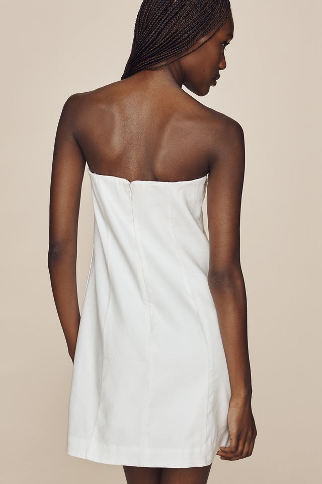 European Linen Stretch Strapless Shift Dress #4