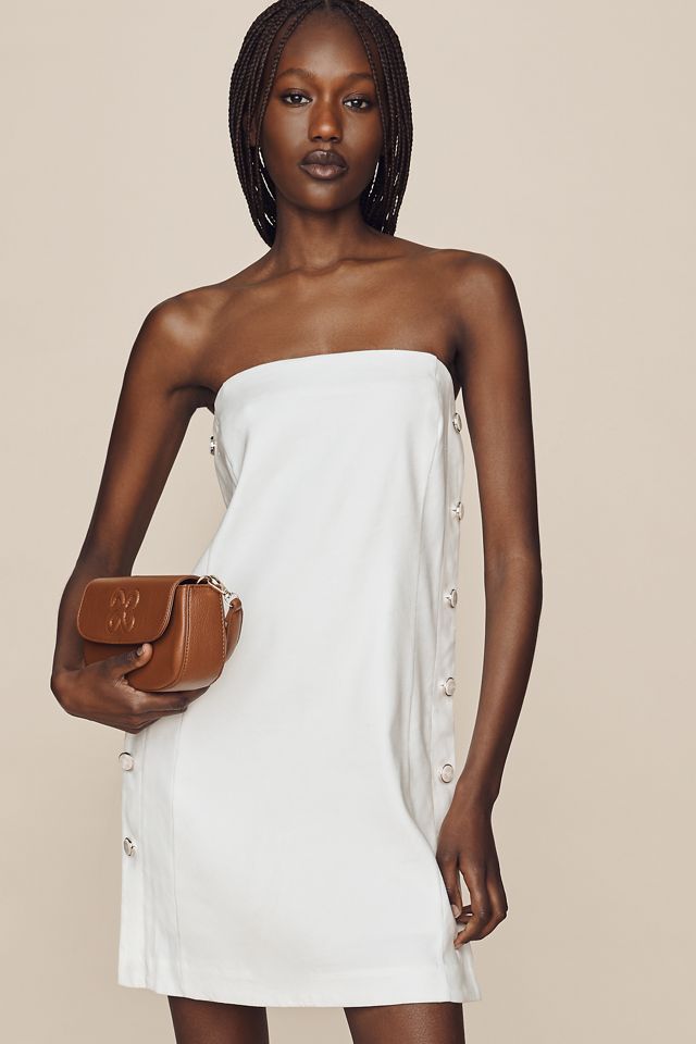 European Linen Stretch Strapless Shift Dress | Anthropologie