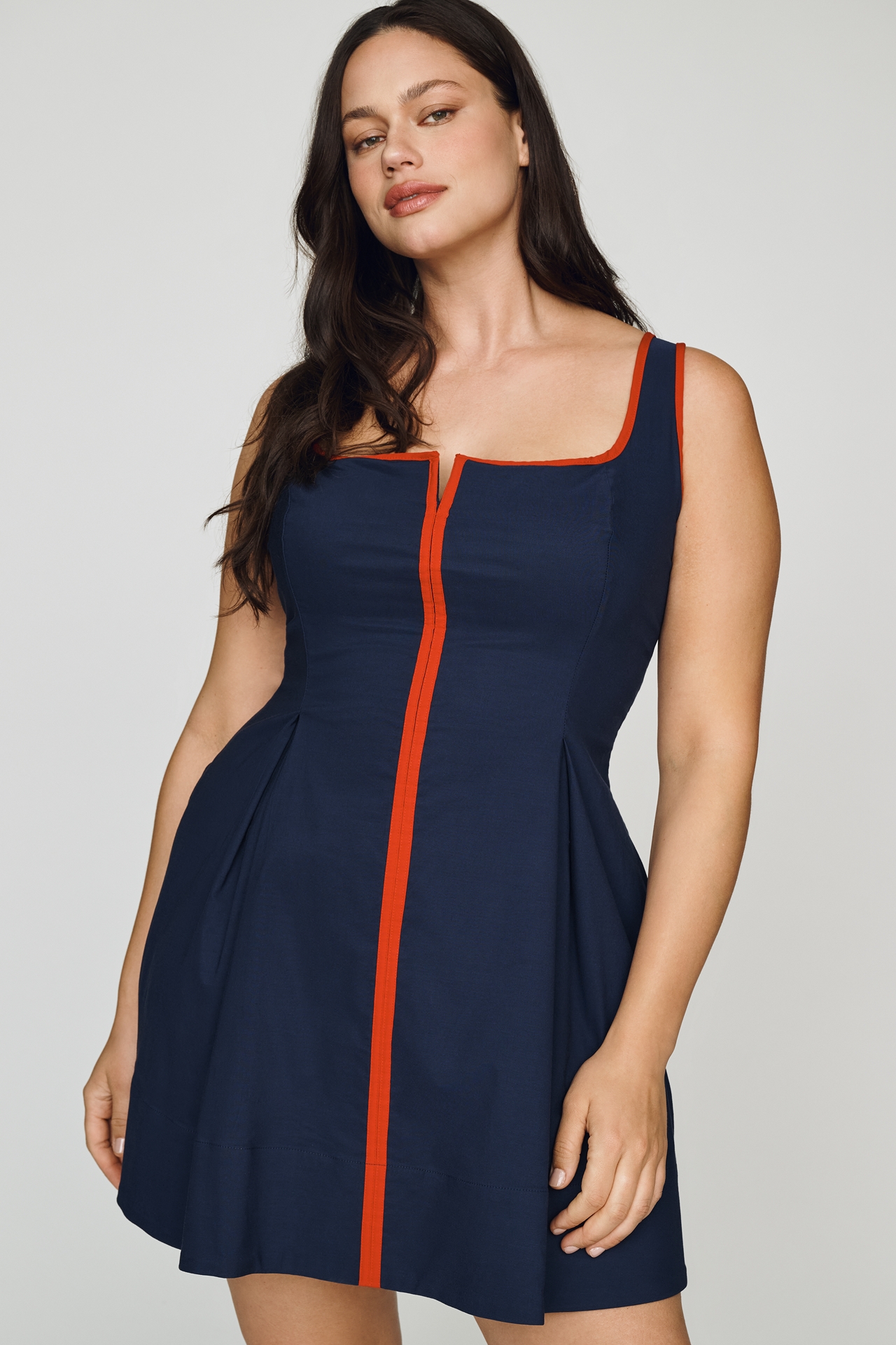 Arlette Square-Neck Piped Mini Dress by Maeve