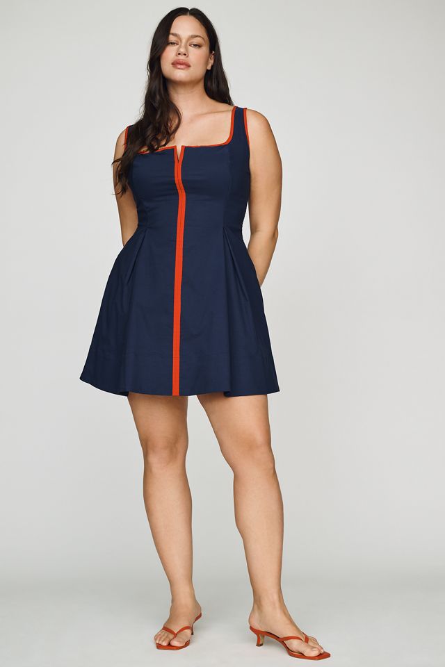 Arlette Square-Neck Piped Mini Dress by Maeve #4