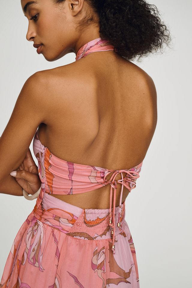 new look off white floral tiered halter maxi dress Yellow Floral Halter Maxi Dress - All Dresses main image 0
